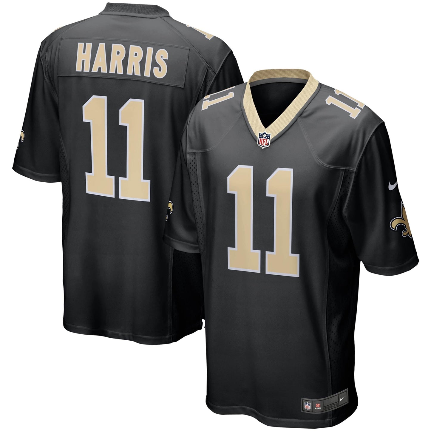 Men's Nike Deonte Harris Black New Orleans Saints Game Player Jersey