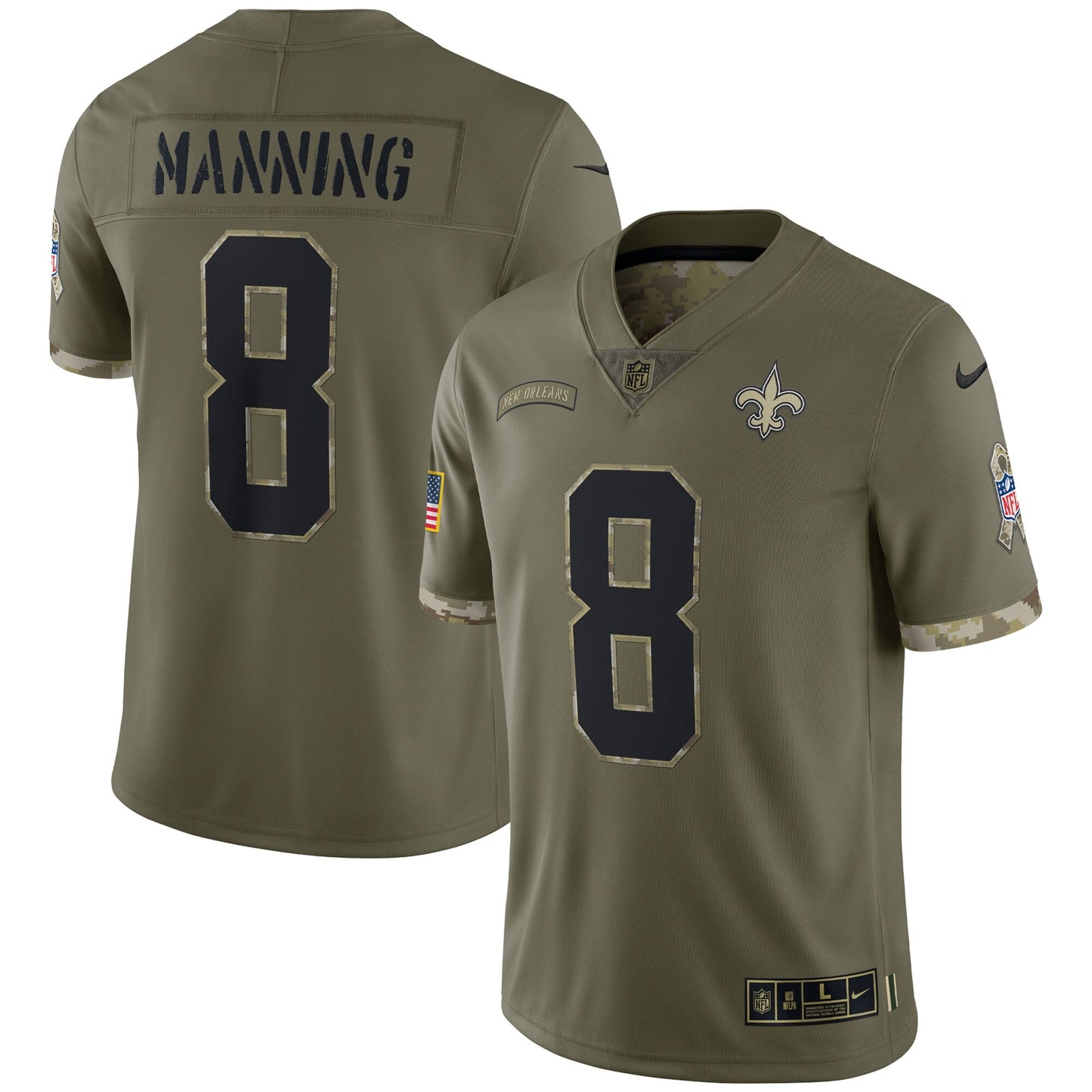 Men's Nike Archie Manning Olive New Orleans Saints 2022 Salute To Service Retired Player Limited Jersey