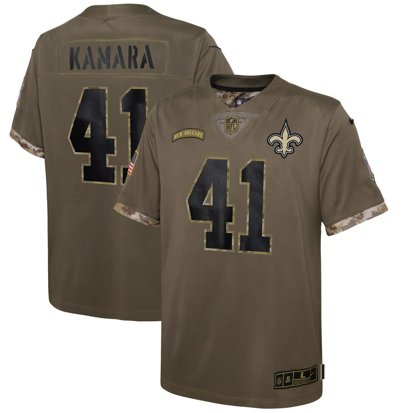 Alvin Kamara New Orleans Saints Nike Youth 2022 Salute To Service Player Limited Jersey - Olive