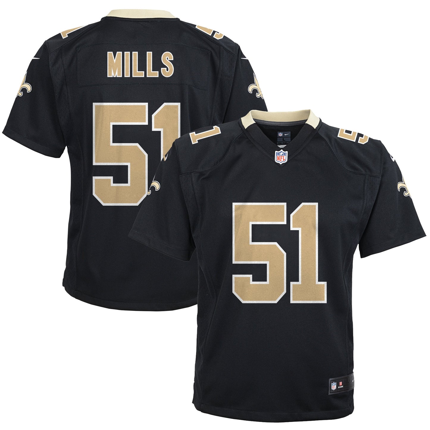 Sam Mills New Orleans Saints Nike Youth Retired Game Jersey - Black